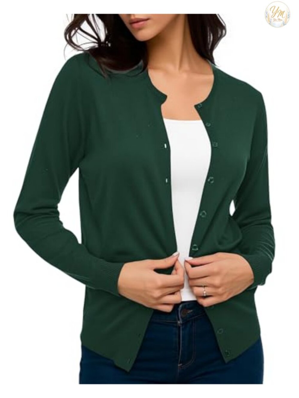 Long Sleeve Crew Neck Button Down Knit Cardigan Sweater